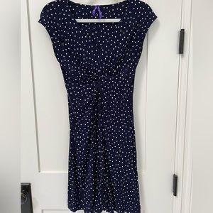 Seraphine Navy polka dot sleeveless dress